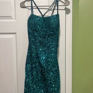Amazon Green Bodycon Mini Dress Spaghetti Strap Cocktail